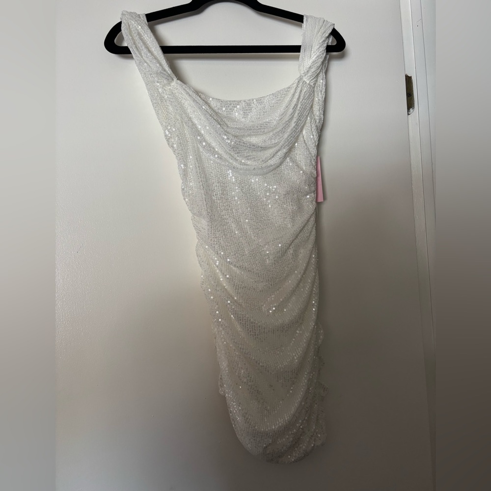 Hello Molly White Sequin Backless Dress